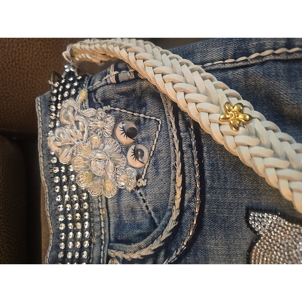 Upcycled Denim Crossbody Purse 14x11" - Picture 3 of 12